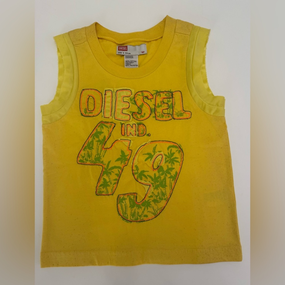 Diesel Boys Youth Yellow Logo Kids Tank Top Size 5 Y